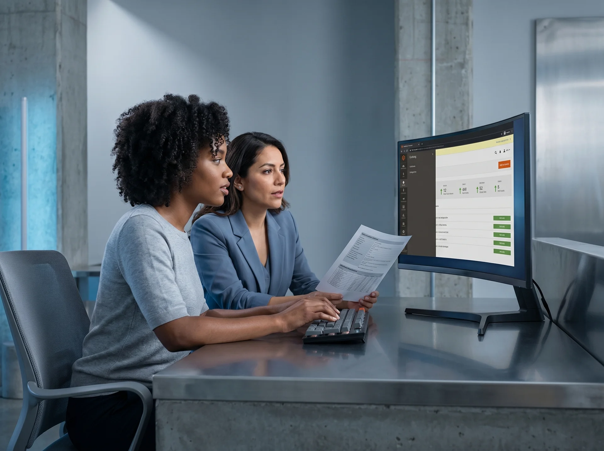 Engineering team reviewing headless ecommerce platform metrics on large monitor Engineering team reviewing headless ecommerce platform metrics on large monitor