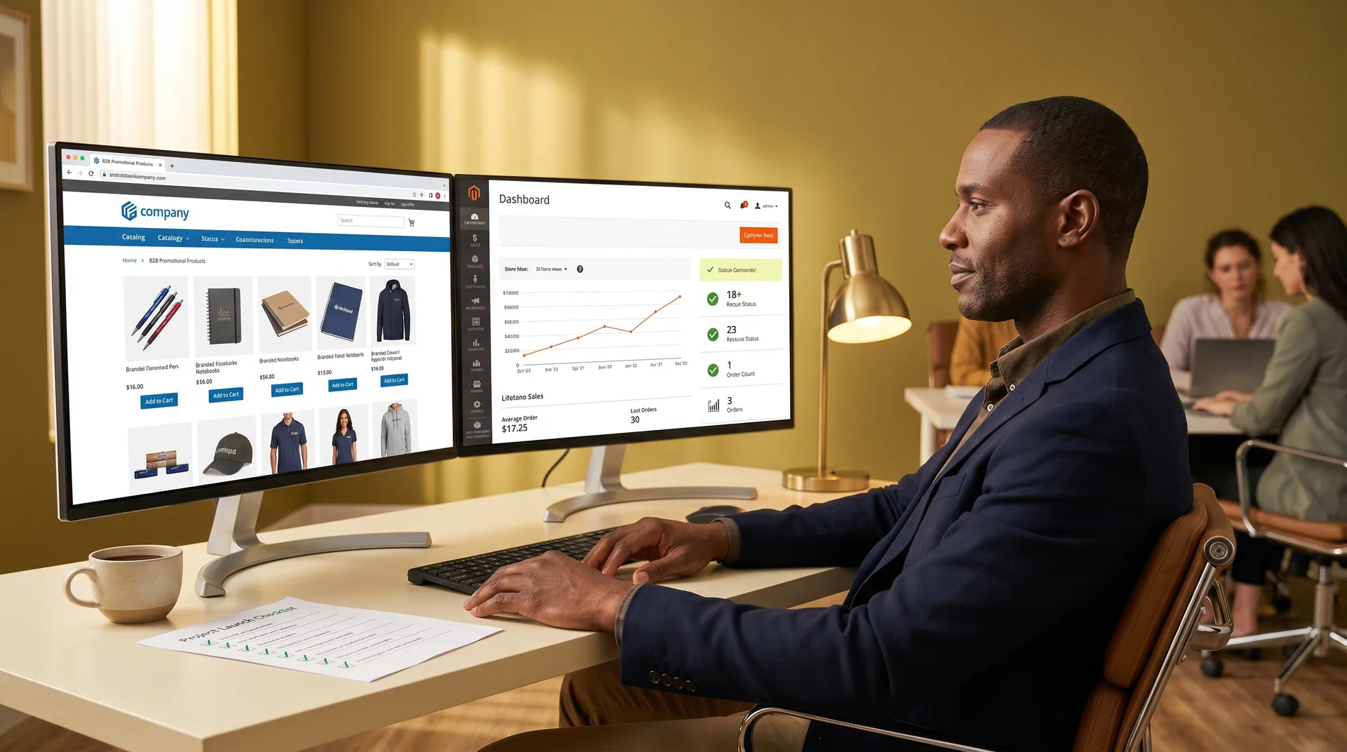 B2B promotional products company headless ecommerce rebuild showing new storefront and ERP integration B2B promotional products company headless ecommerce rebuild showing new storefront and ERP integration