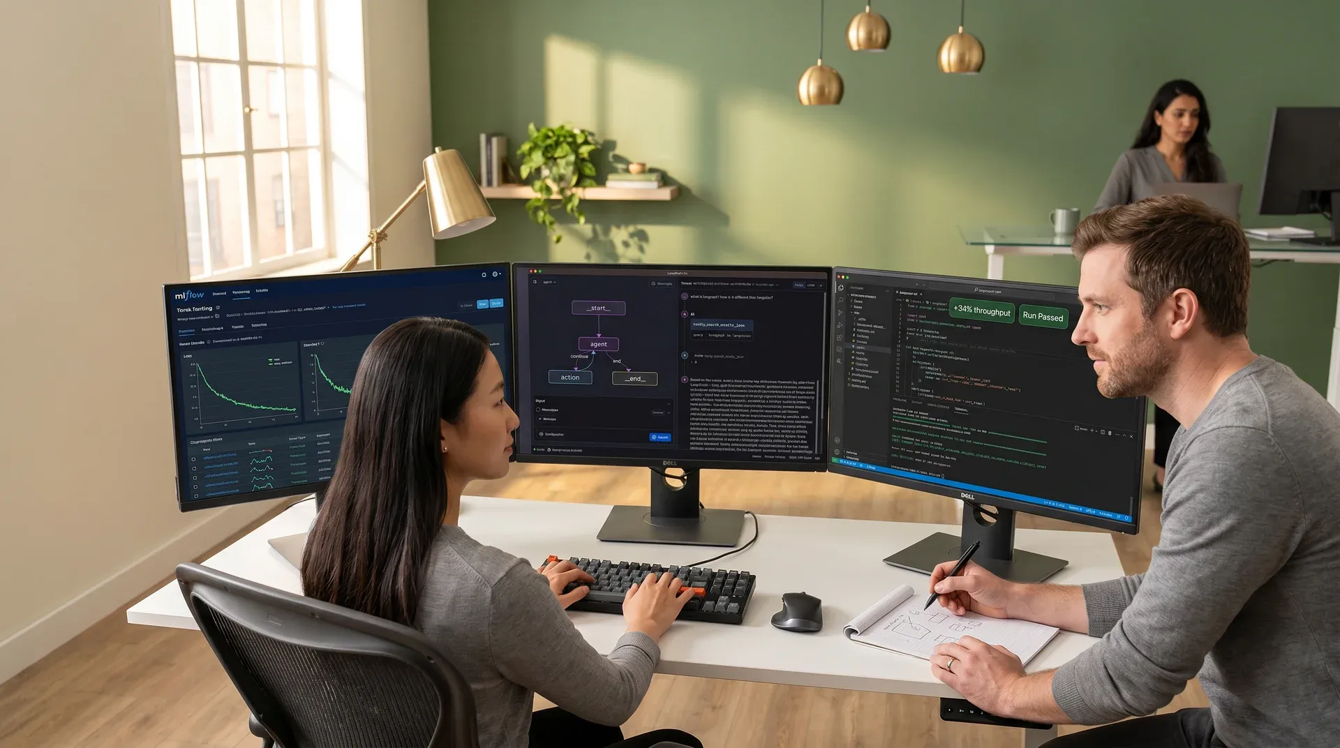 Engineering team managing growing AI backlog manually with visible pressure and dense screen activity Engineering team managing growing AI backlog manually with visible pressure and dense screen activity