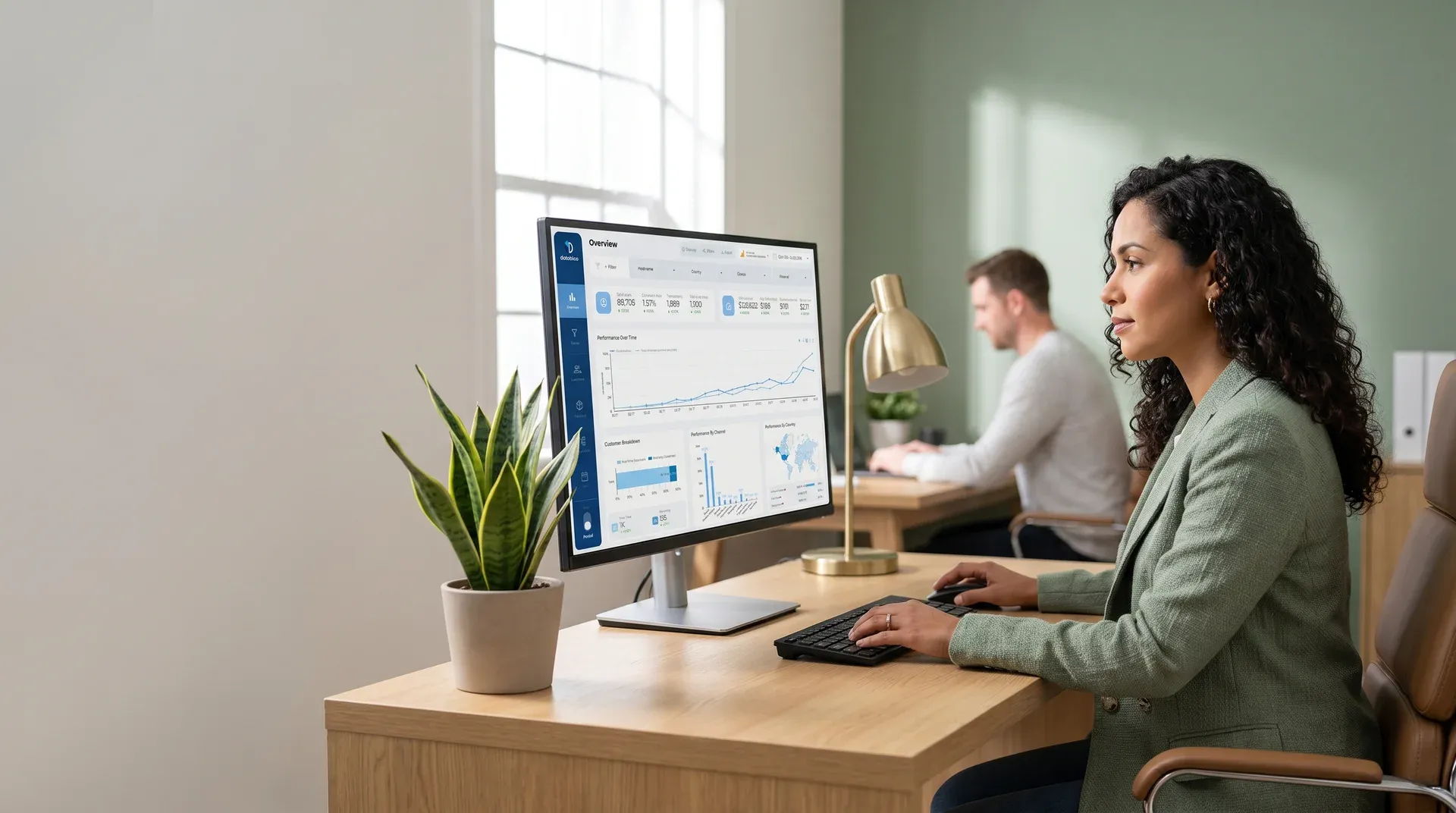 Ecommerce store after UX optimization with conversion analytics climbing, reviewed calmly in a clean modern workspace Ecommerce store after UX optimization with conversion analytics climbing, reviewed calmly in a clean modern workspace
