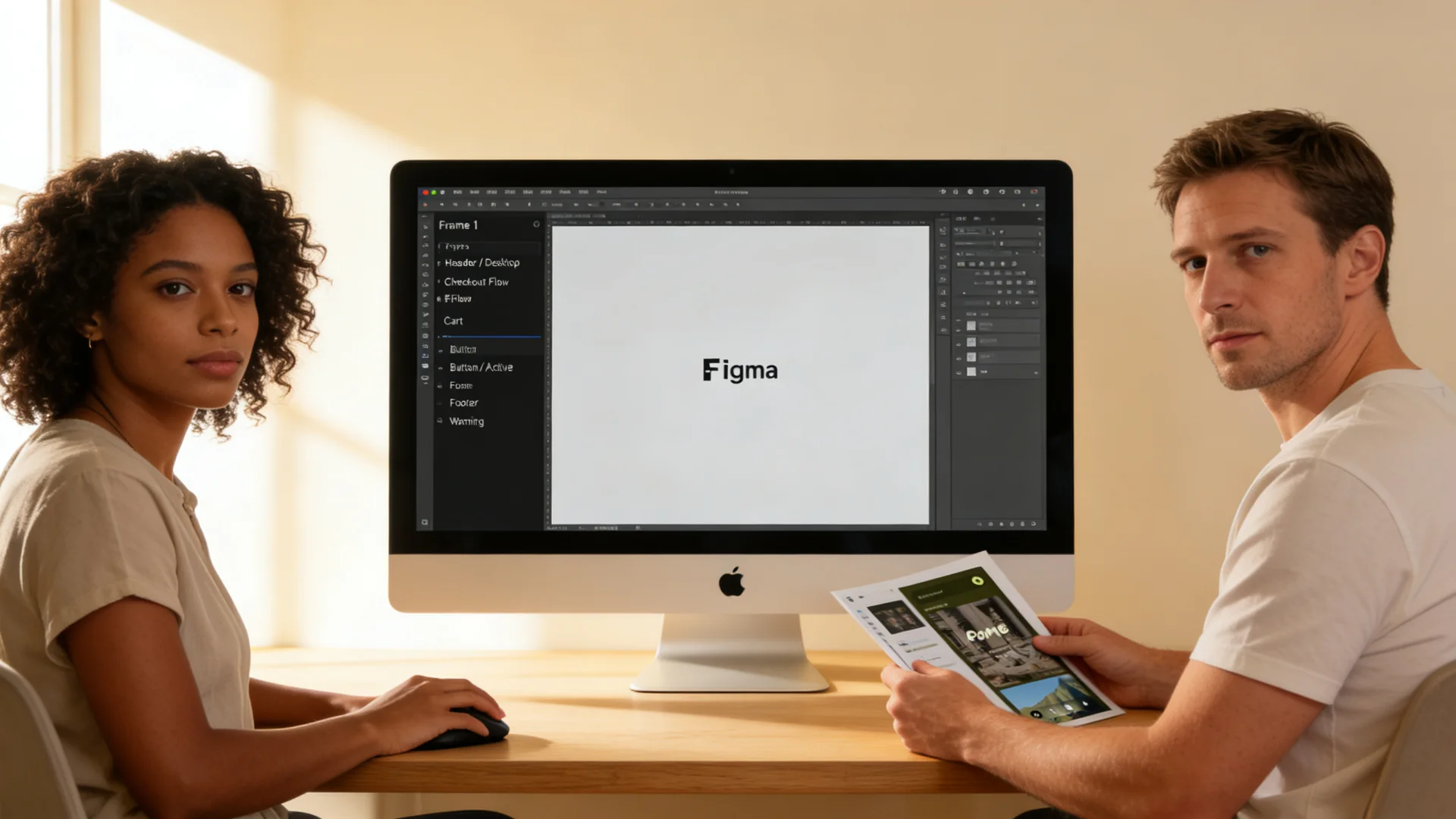 A polished web design deliverable shown on a laptop with the landing page hero section visible while a designer annotates spacing on a Wacom tablet nearby A polished web design deliverable shown on a laptop with the landing page hero section visible while a designer annotates spacing on a Wacom tablet nearby