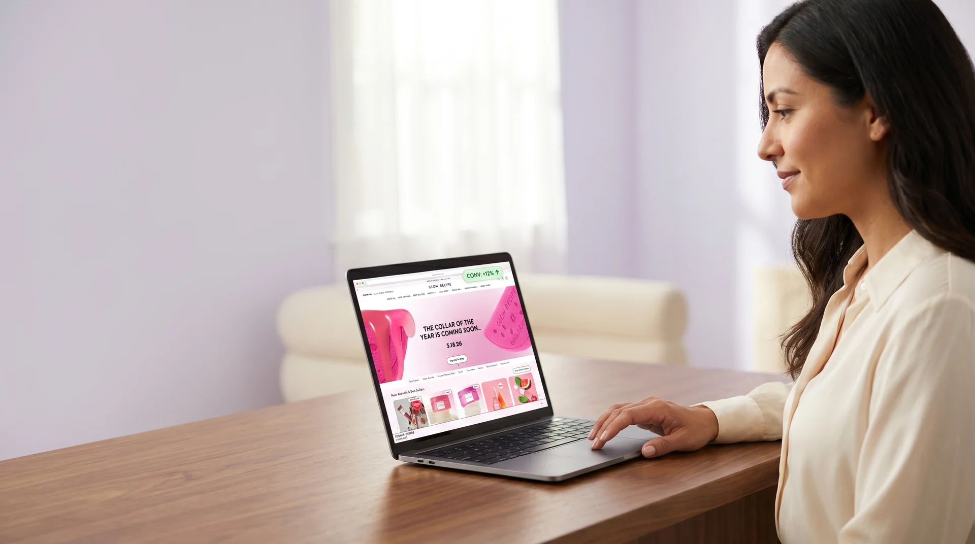A calm redesigned homepage mockup with one sharp headline, one primary CTA, an inline proof strip, and a named owner visible A calm redesigned homepage mockup with one sharp headline, one primary CTA, an inline proof strip, and a named owner visible