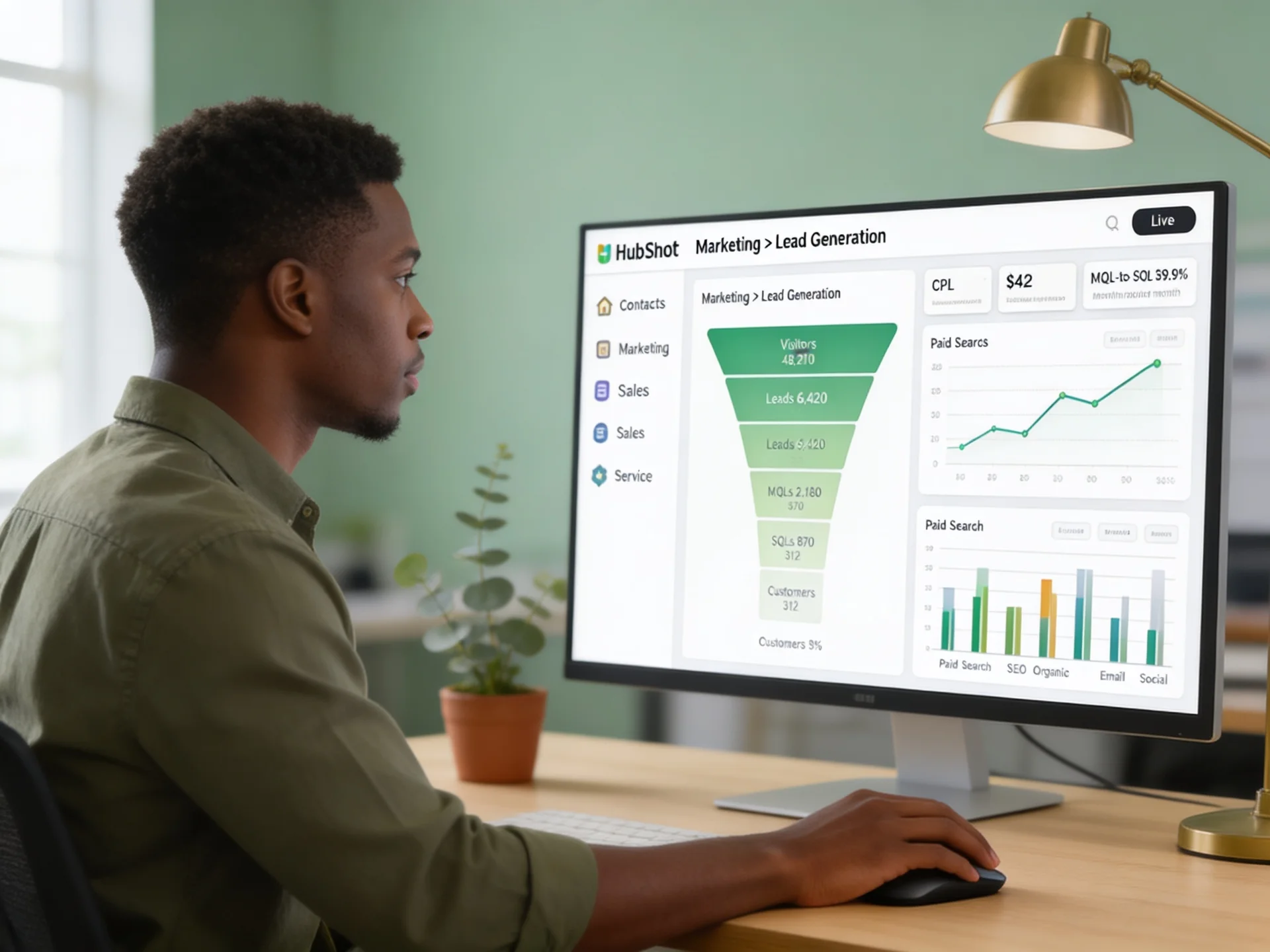Lead generation funnel showing conversion metrics and qualified leads growth Lead generation funnel showing conversion metrics and qualified leads growth
