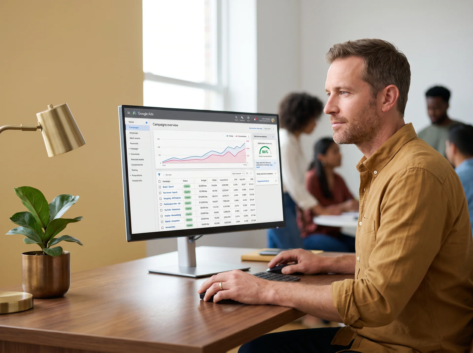 Campaign manager optimizing Google Ads paid search performance dashboard Campaign manager optimizing Google Ads paid search performance dashboard